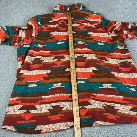 Flannel Jacket Aztec Pearl Snap Womens 3X Green Orange Plus Size Canyon Retreat - Picture 9 of 12